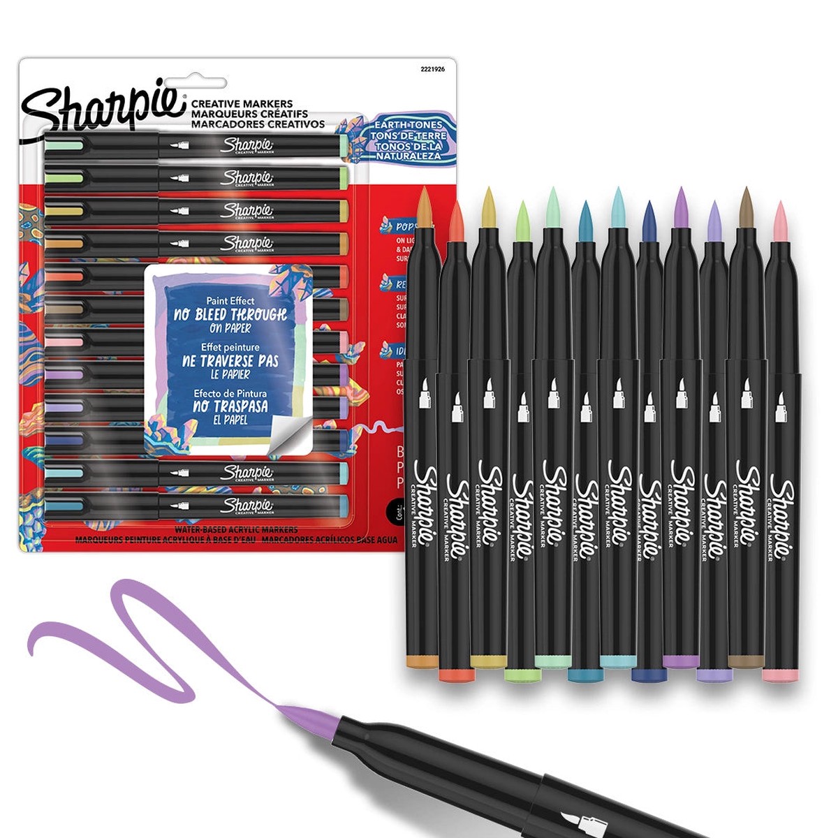 SHARPIE CREATIVE ACRYLIC MARKERS EARTH TONE SET 12 BRUSH TIP