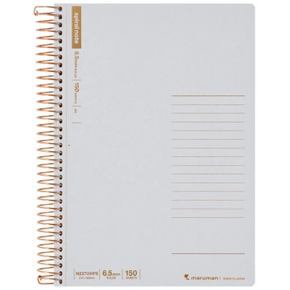 Maruman Spiral Notebook Basic Horizontal Border 150 Sheets A5 6×8″ Grey